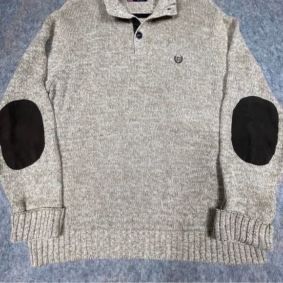 Chaps Brown Elbow Patch Preppy Academia Classic Cozy Grandpa Sweater* - Sz L - Picture 10 of 16